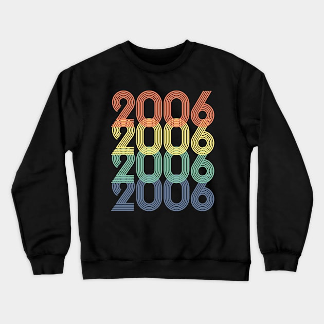 Cool Retro Year 2006 - Made In 2006 - 17 Years Old, 17th Birthday Gift For Teens Men & Women Crewneck Sweatshirt by Art Like Wow Designs